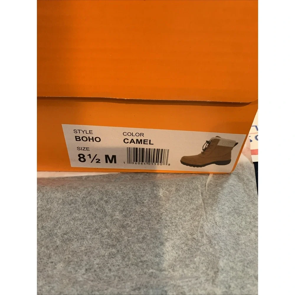 Sporto® Boho Ankle Boot Womens Suede Zip/Lace-Up Camel 8 1/2M‎ Water Resistant